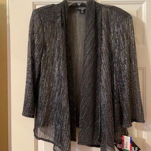 Lightweight Black and Silver Translucent Cardigan with 3/4 length Sleeves